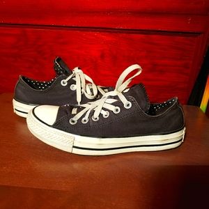 Black Classic Ankle Converse With Floral & Polka-dots Size 7